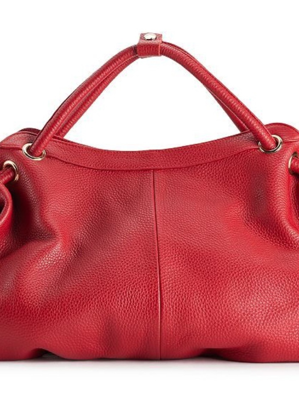 Stylish Musette Red Leather Shoulder Bag with Top Handle & tassels